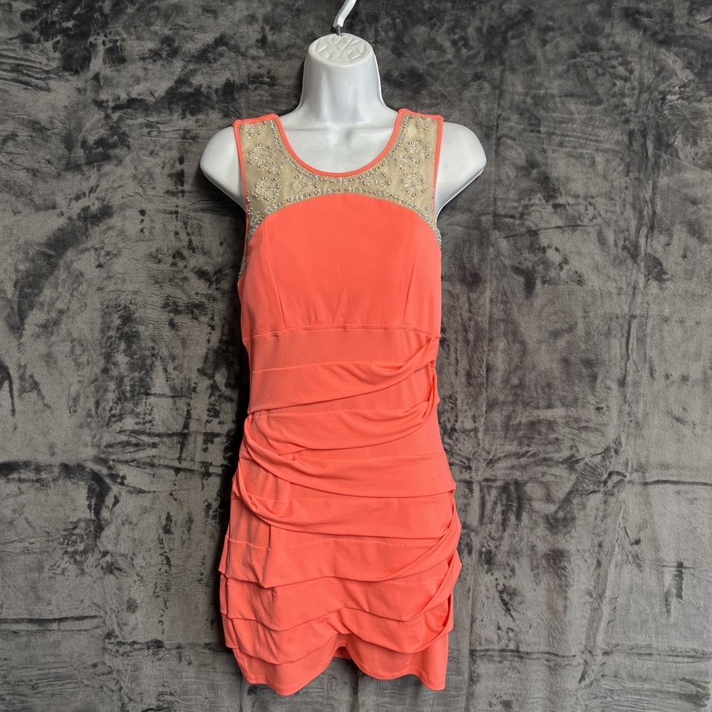 Vintage‎ Deb Dress Women's Medium Y2K Beaded Bodycon Party Going Out Padded Bust